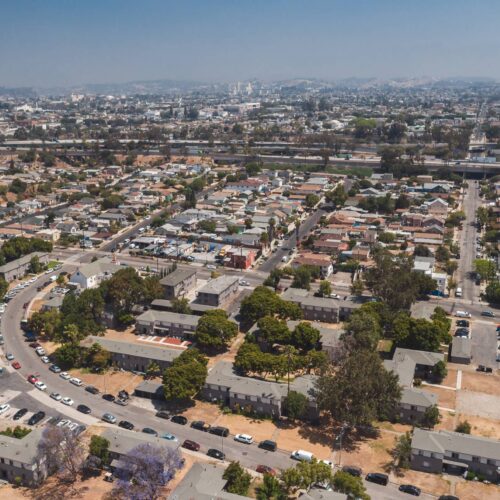 aerial view of LA neighborhood