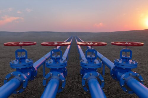 gas lines reaching out into distance