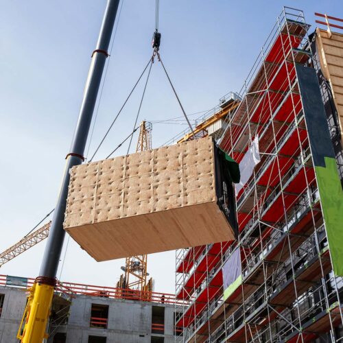 construction crane near scaffolding