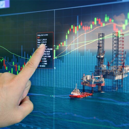 3D data screen render over an oil rig