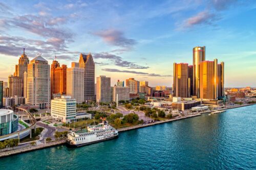 Detroit Skyline along river