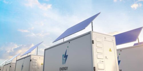 Energy storage system or battery container unit with solar panels