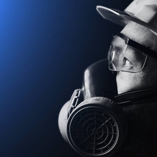 masked worker