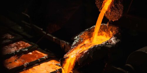molten metal at aluminium foundry
