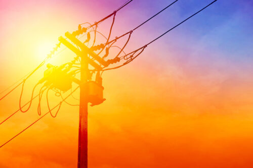 stylized powerlines at sunset
