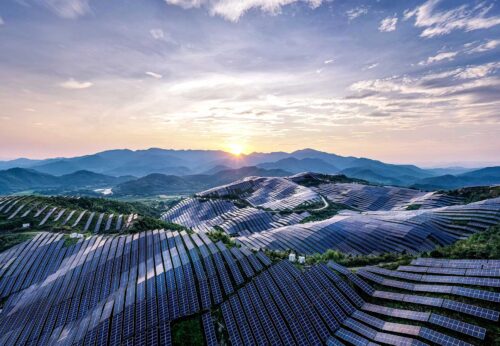 solar panel array field