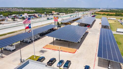 solar panels on parking lot roofs