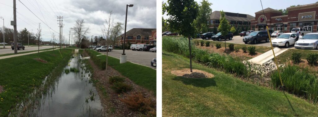 A small stormwater detention area in Mequon, Wisconsin.