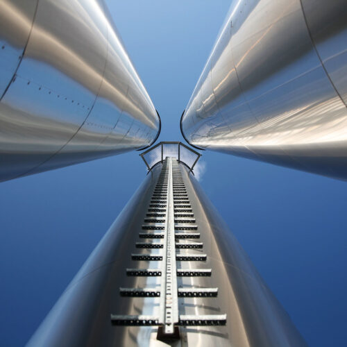 tall metal chimneys