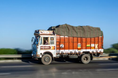 Truck in India on highway
