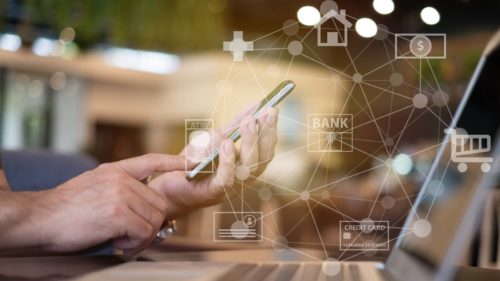 virutal phone concept of money and ecommerce
